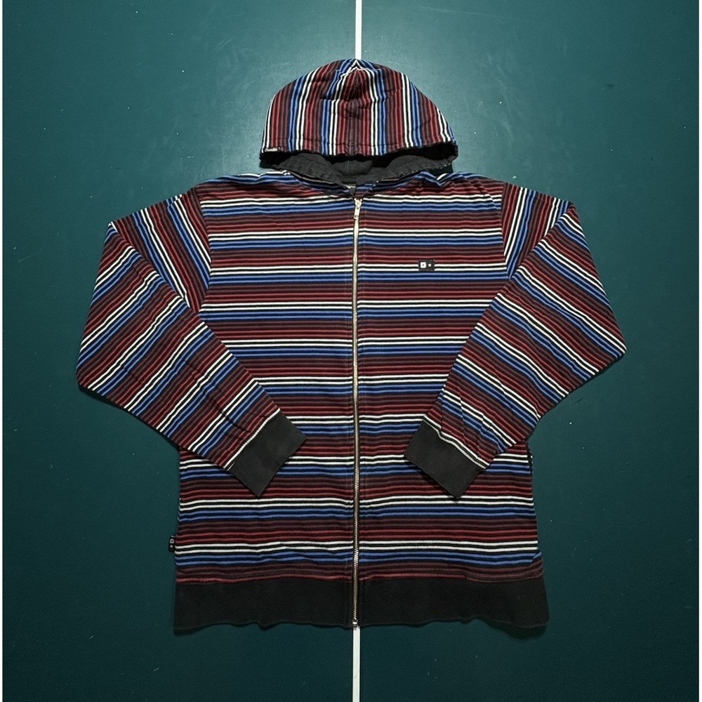 Vintage Fourstar Clothing Full Zip Hoodie Men's XL Striped Skateboard Y2K
